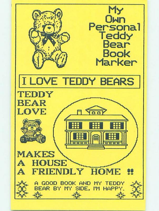 1990's TEDDY BEAR BOOKMARK POSTCARD H9594