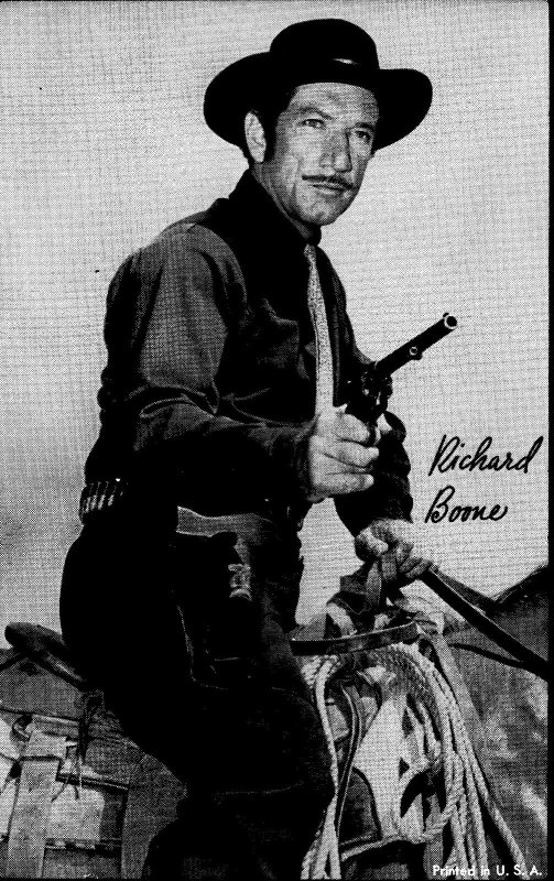 1950'S EXHIBIT ARCADE CARD RICHARD BOONE AS PALADIN HAVE GUN HORSE 