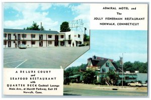 c1960 The Jolly Fisherman Admiral Motel Merritt Parkway Norwalk CT Postcard