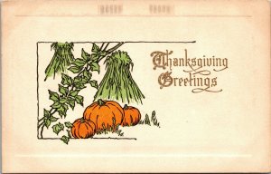 Thanksgiving Postcard -  Pumpkin - Vintage Greetings - PC 