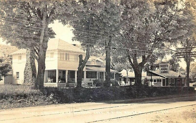 Schroon Lake NY Drake's Ducky Rooms & Cabins real photo postcard.