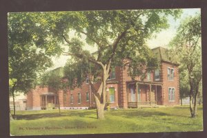 SIOUX CITY IOWA ST. VINCENT'S HOSPITAL BUILDING VINTAGE POSTCARD 1908