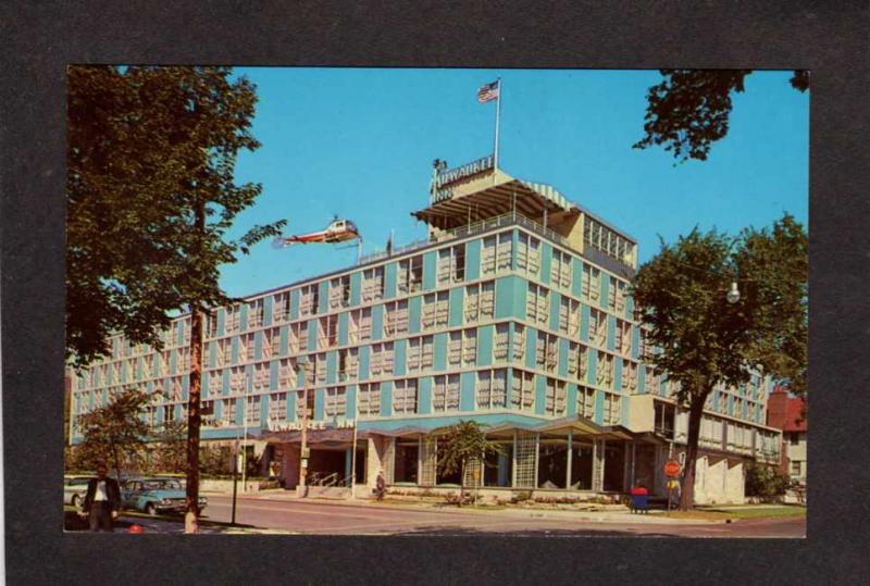 WI Milwaukee Inn Hotel Postcard Wisconsin Helicopter Lake Michigan Carte Postale