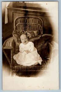 1912 Smiling Baby Girl Gertrude Lenore Studio RPPC Photo Antique Postcard
