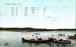 Canoeing on Canobie Lake NH c1908 Vintage Postcard V30