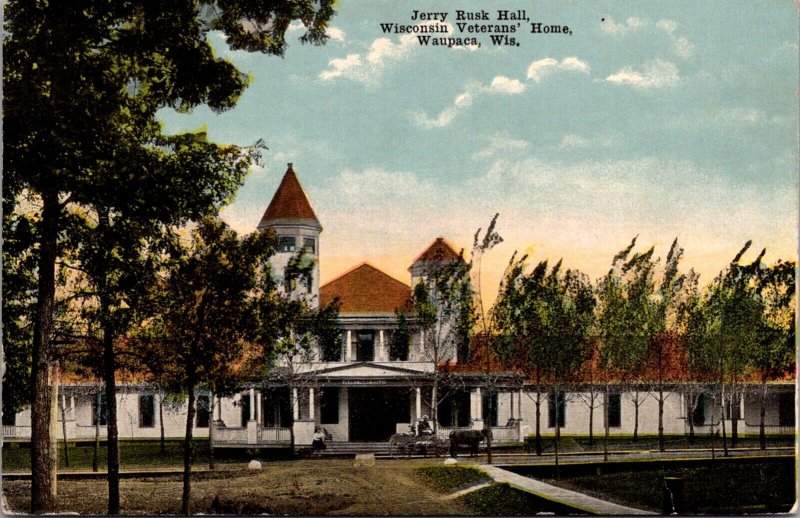 Postcard Jerry Rusk Hall, Wisconsin Veterans' Home in Waupaca, Wisconsin