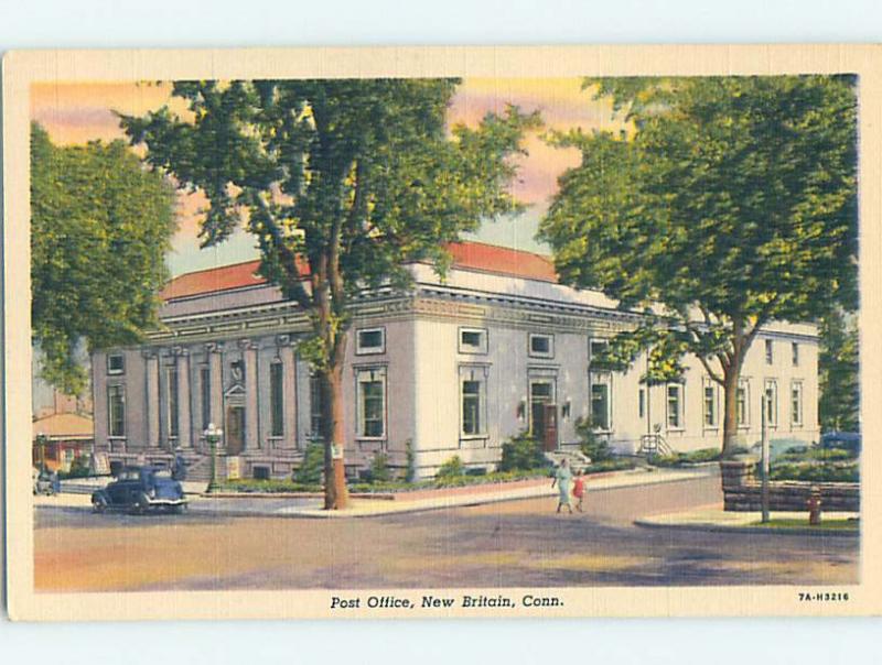 Linen POST OFFICE SCENE New Britain Connecticut CT hs1611