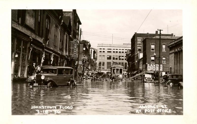 PA - Johnstown. March 18, 1936 Flood. Market St at Post Office *RPPC