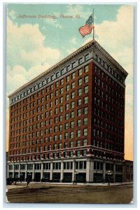 c1910 Jefferson Building Exterior Street Road Peoria Illinois Vintage Postcard