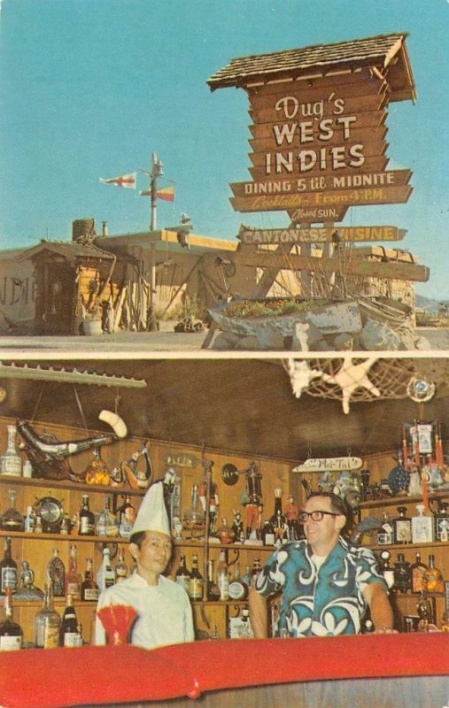 Carson City, Nevada DUG'S WEST INDIES Tiki Bar Roadside c1960s Vintage Postcard