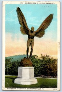 1929 Charlottesville Virginia VA Postcard James Rogers McConnell Monument Posted