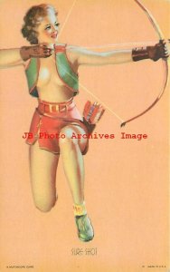 Mutoscope Card, Pin-Up, Sure Shot, Woman with Bow & Arrow