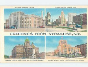 Linen FOUR VIEWS ON ONE POSTCARD Syracuse New York NY H6299