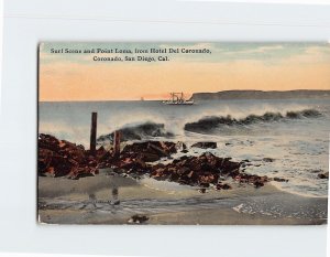 Postcard Surf Scene & Point Loma Coronado San Diego California USA