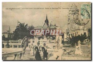 Old Postcard Marseilles Colonial Exhibition Bridges and flags of Cambodia