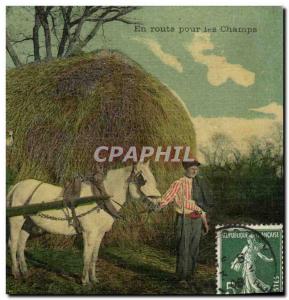 Old Postcard Fancy Women Road to the Folklore hitch Peasants fields