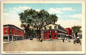 Bank Square Laconia New Hampshire NH Street View and Buildings Postcard