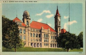 BMC Durfee High School Fall River Mass Vintage Linen Postcard Tiverton Cancel PM 