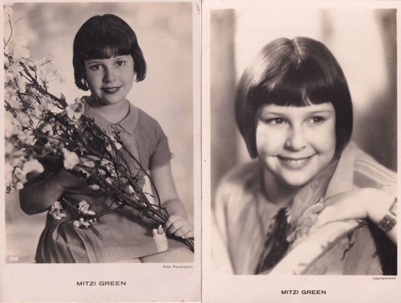 Mitzi Green Child Film Star 2x Real Photo Old Postcard s