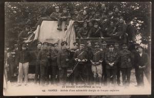 Mint France RPPC Postcard European War Nantes English Troops Car service