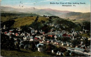 Vtg Montpelier Vermont VT Bird's Eye View of City looking North 1910s Postcard