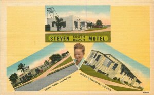Key West Florida Steven Hotel Apartment 1940s roadside linen Postcard 21-1015
