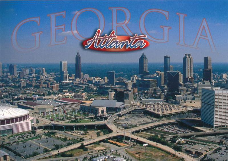 Aerial View of Atlanta GA, Georgia - Georgia Dome on the left