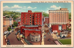 Bluefield West Virginia W. VA., Intersection of Bland, Federal Streets, Postcard