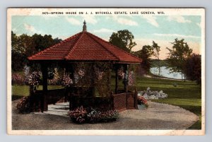 Geneva WI-Wisconsin, Spring House, J  J Mitchell Estate, Vintage Postcard 