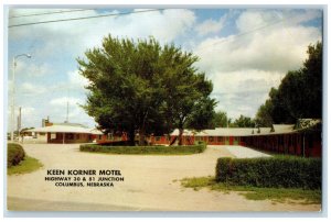 c1960's Keen Korner Motel Exterior Roadside Columbus Nebraska NE Trees Postcard