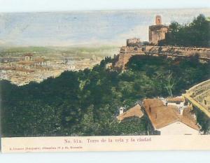 Pre-1907 TORRE DE LA VELA Y LA CIUDAD Alhambra In Granada Andalusia Spain F5224