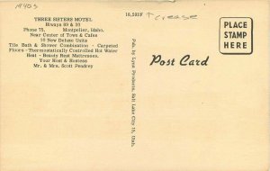 Montpelier Idaho Three Sisters Motel roadside Lynx Products Postcard 11013