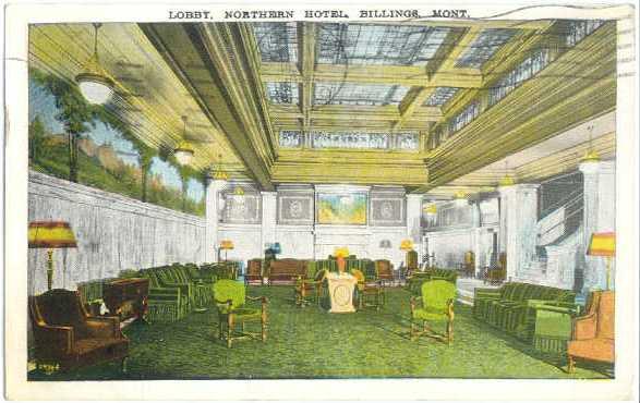 W/B of Lobby, Northern Hotel in Billings Montana MT 1937