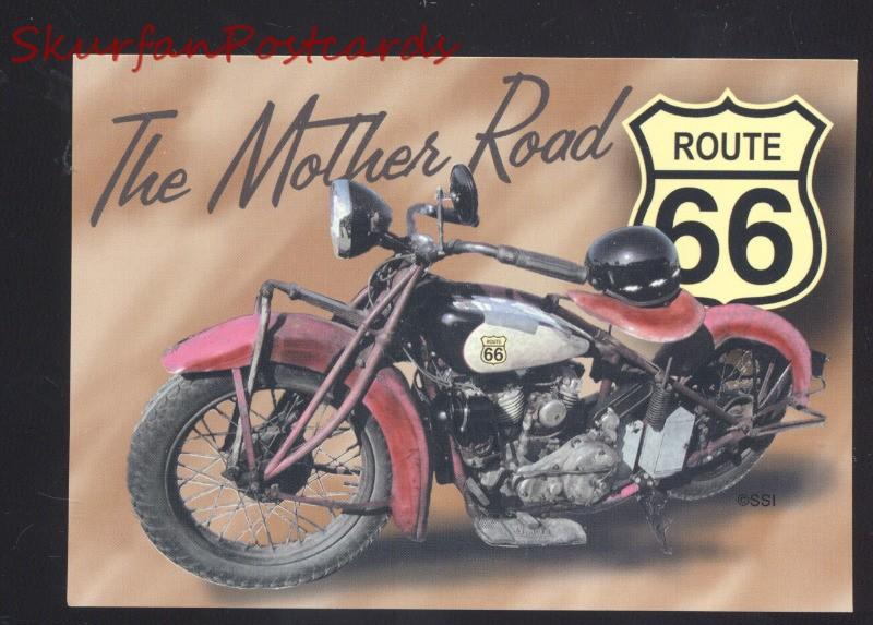 ROUTE 66 THE MOTHER ROAD VINTAGE MOTORCYCLE POSTCARD