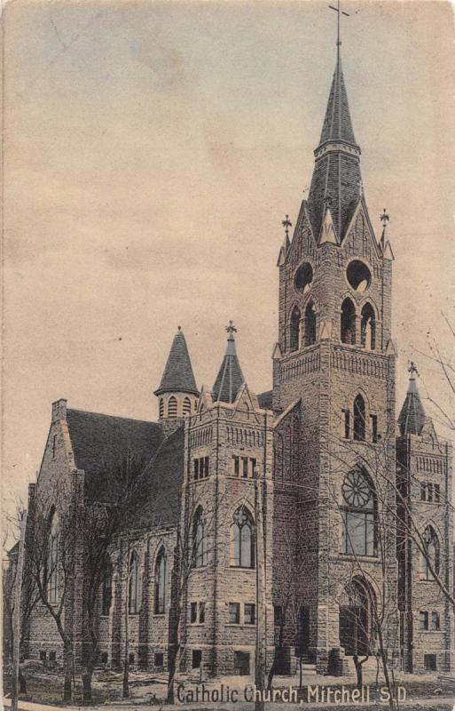 MITCHELL SOUTH DAKOTA CATHOLIC CHURCH~SCALLIN BROS PUBL POSTCARD c1910s