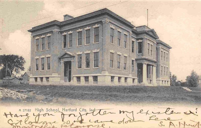High School Hartford City Indiana 1908 Rotograph postcard