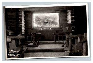 Vintage 1930's RPPC Postcard Cross in the Window The Mission Moose Wyoming