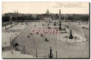 Old Postcard Paris Place De La Concorde Fountains From & # 39obelisque