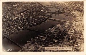 Portland Oregon Aerial View Real Photo Antique Postcard J61934