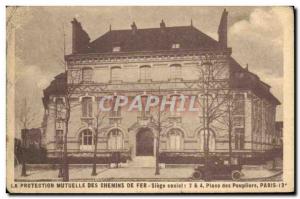 Old Postcard Protection Mutuelle Des Chemins De Fer Paris Place poplars