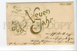 424123 GERMANY 1900 year PIG Clover JEWISH inscription Vintage embossed RPPC