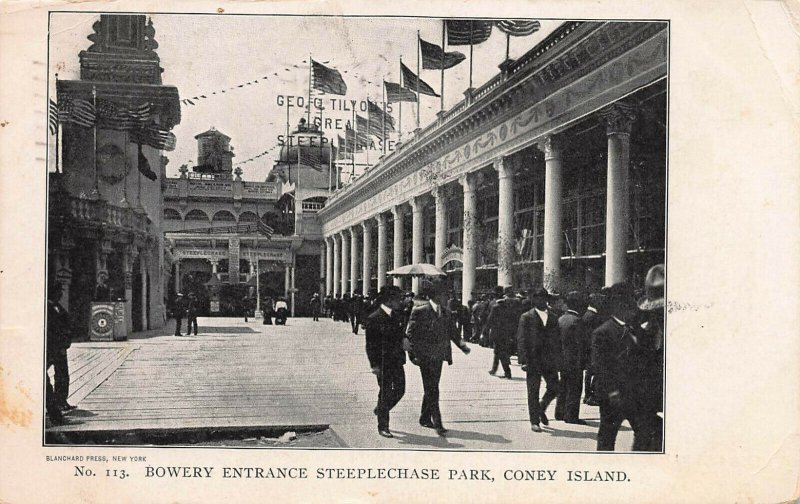 Bowery Entrance Steeplechase Park, Coney Island, Brooklyn, N.Y., 1904 Postcard 