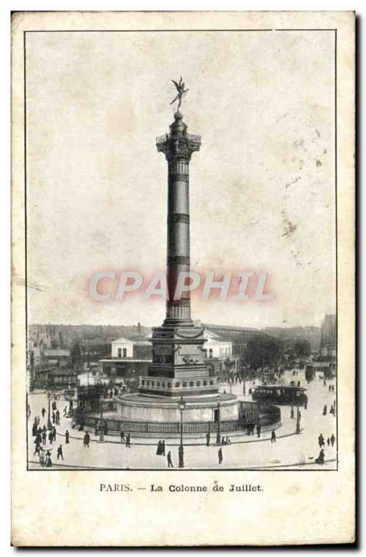 Old Postcard Paris The July Column