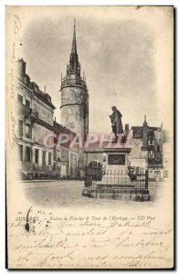 Old Postcard Auxerre statue Fourier Tour L & # 39Horloge