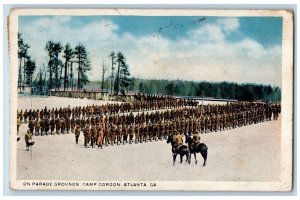 1921 On Parade Grounds Camp Gordon Atlanta Georgia GA Antique Postcard