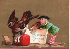 1880s-90s An Awkward Customer Bird & Painter Lowry & Goebel Carpets Oil Clothes