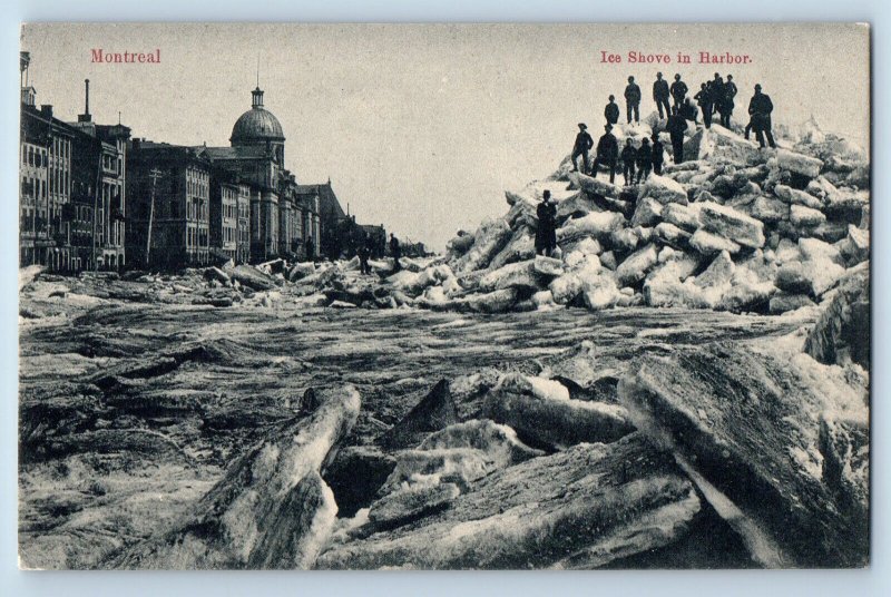 Montreal Quebec Canada Postcard Ice Shove in Harbor c1910 Antique Unposted