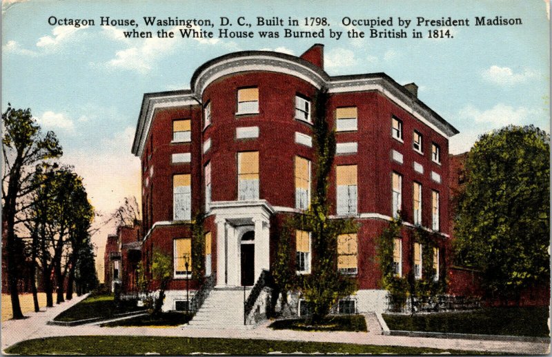 Vtg 1910s Octagon House Occupied by President Madison Washington DC Postcard