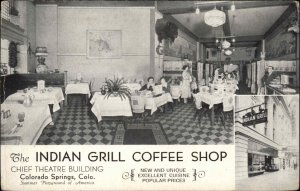 Colorado Springs Colorado CO Indian Grill Coffee Shop Vintage Postcard