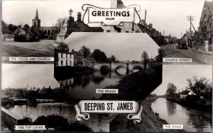 England Greetings From Deeping St. James Vintage RPPC C004
